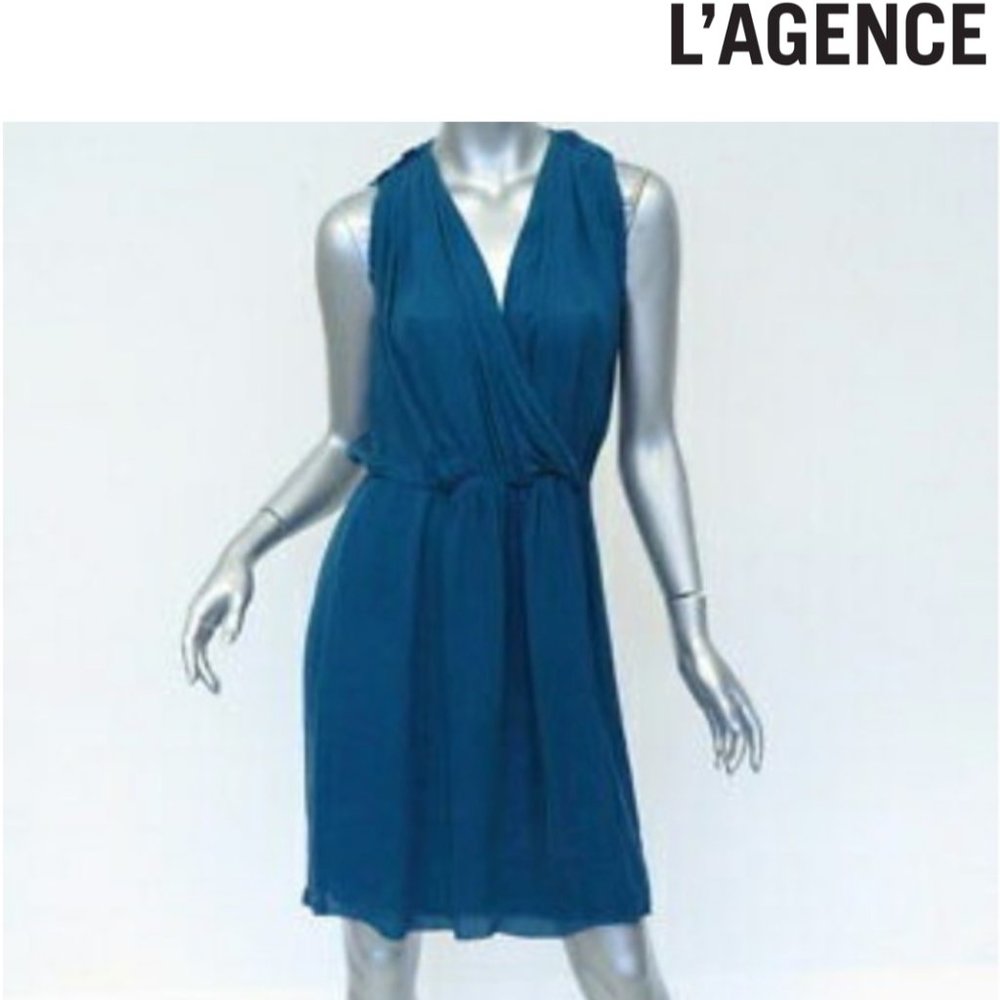 L'Agence 100% Silk V-Neck Dress